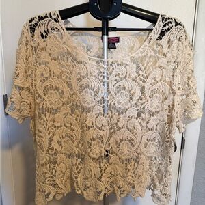 NWOT Say What? Lace Blouse in Cream